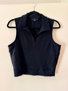 Travis Mathew Black Sleeveless Polo Crop Tank Top
